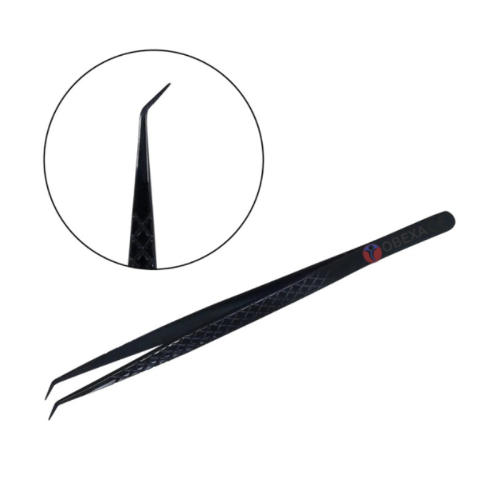 Black Multifunction Angled Lash Tweezer