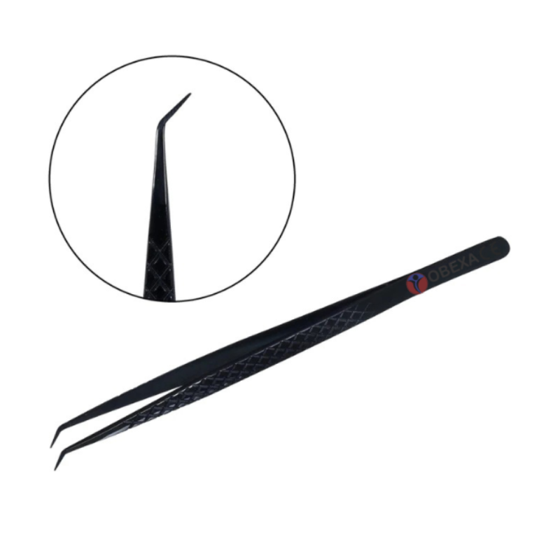 Black Multifunction Angled Lash Tweezer