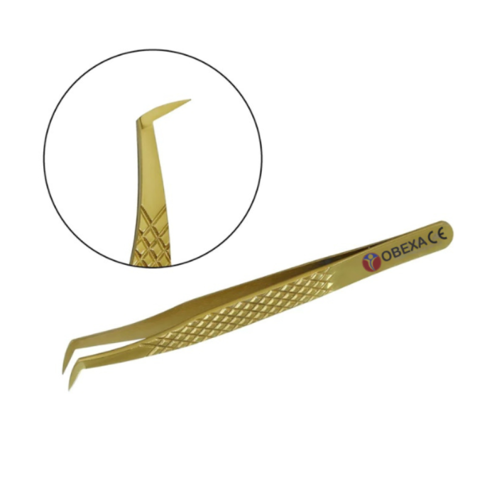 Gold Multifunction Angled Lash Tweezer