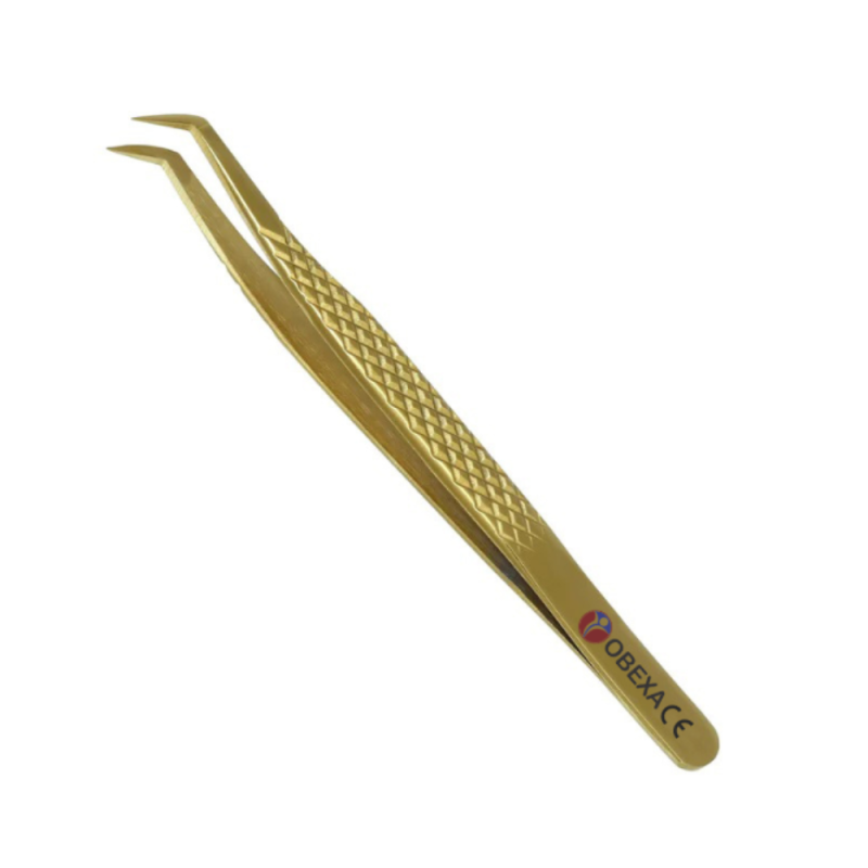 Gold Multifunction Angled Lash Tweezer