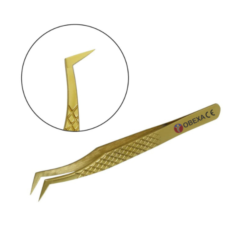 Gold 45-Degree Eyelash Tweezer