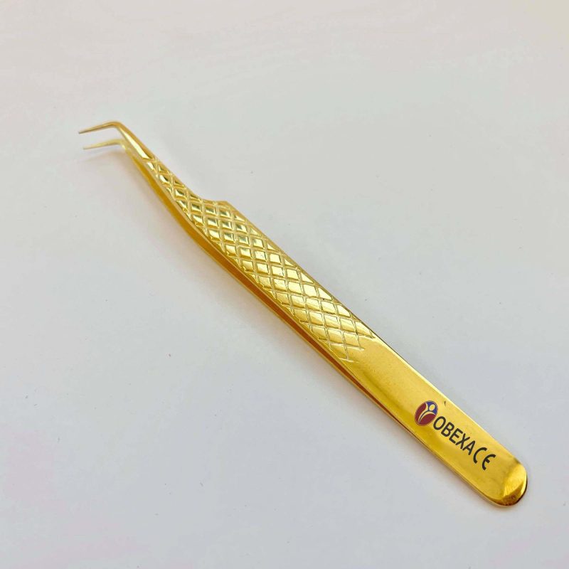 "90° Gold Diamond Grip Tweezers" "90° Gold Diamond Grip Tweezers"